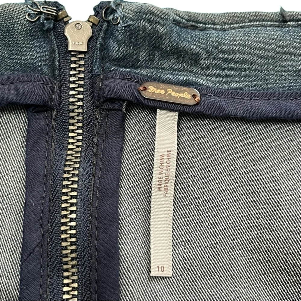 Free People Westminster Blue Denim Mini Skirt Stretch Zip Back Size 10 NWT
